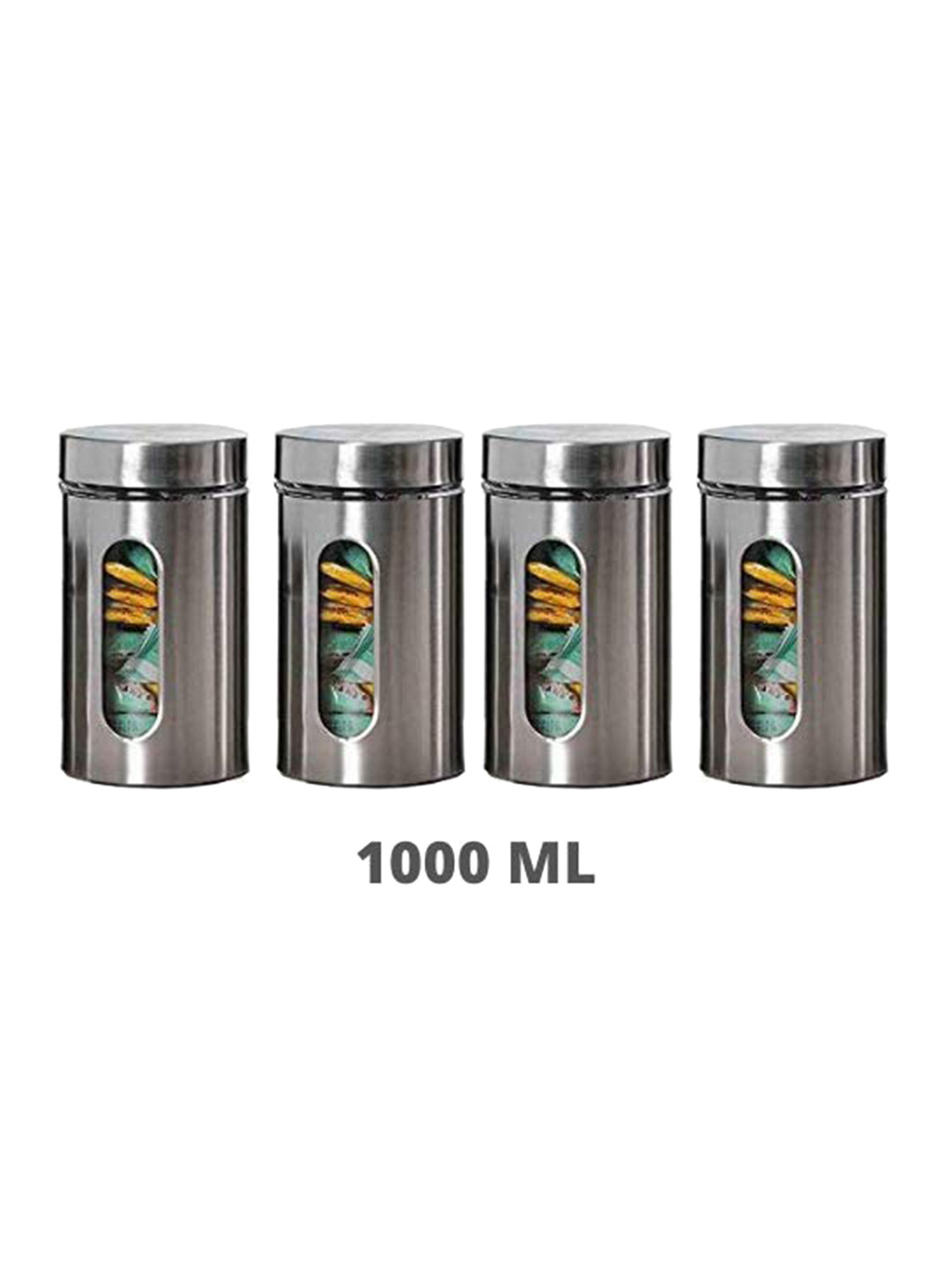 Femora Set Of 4 Transparent & Silver-Toned Glass Storage Containers