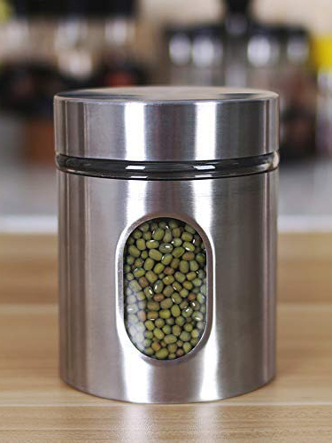 Femora Set Of 4 Transparent & Silver-Toned Glass Storage Containers