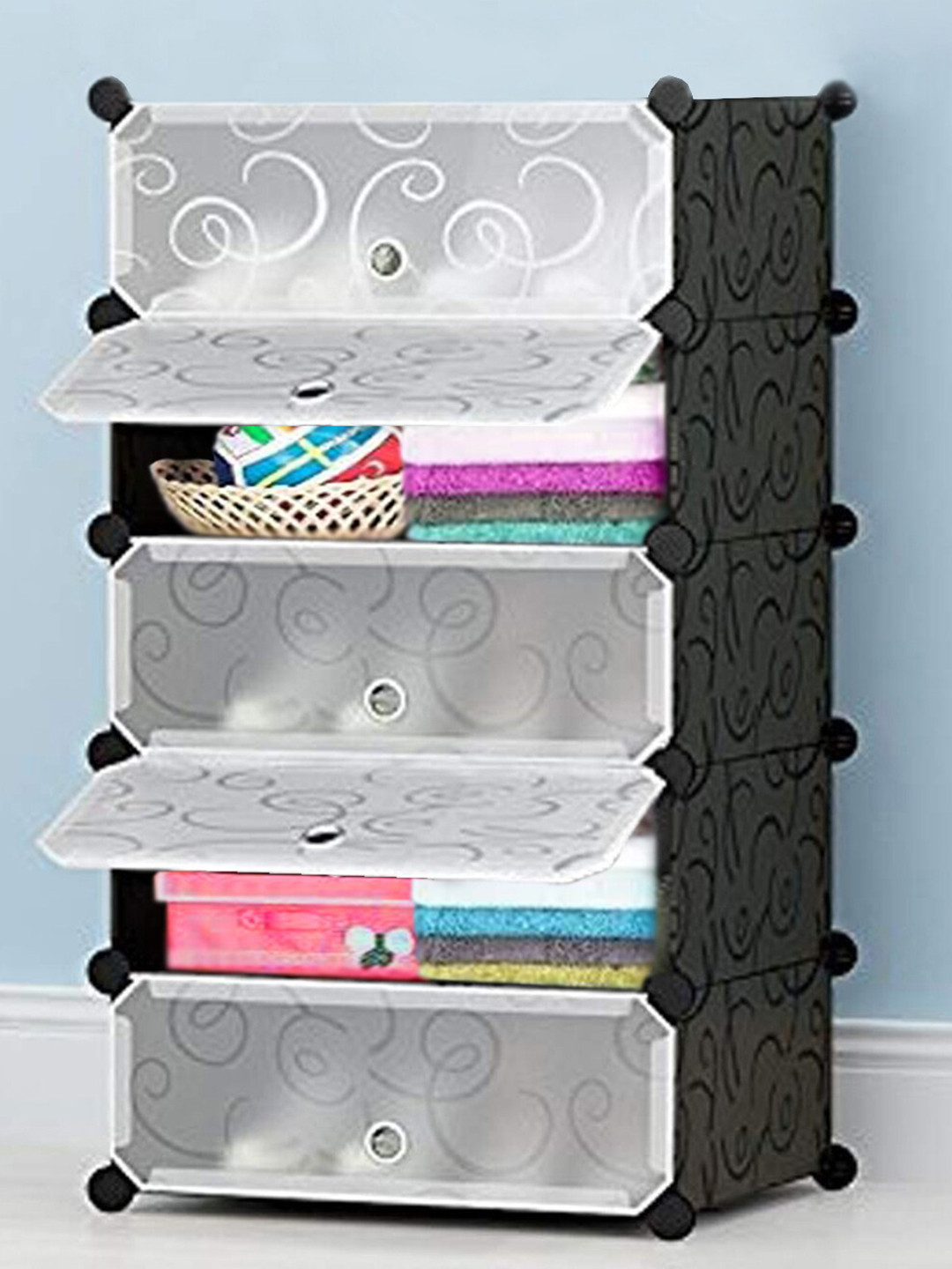 Sasimo Black & White Printed Plastic Wardrobe Organizers