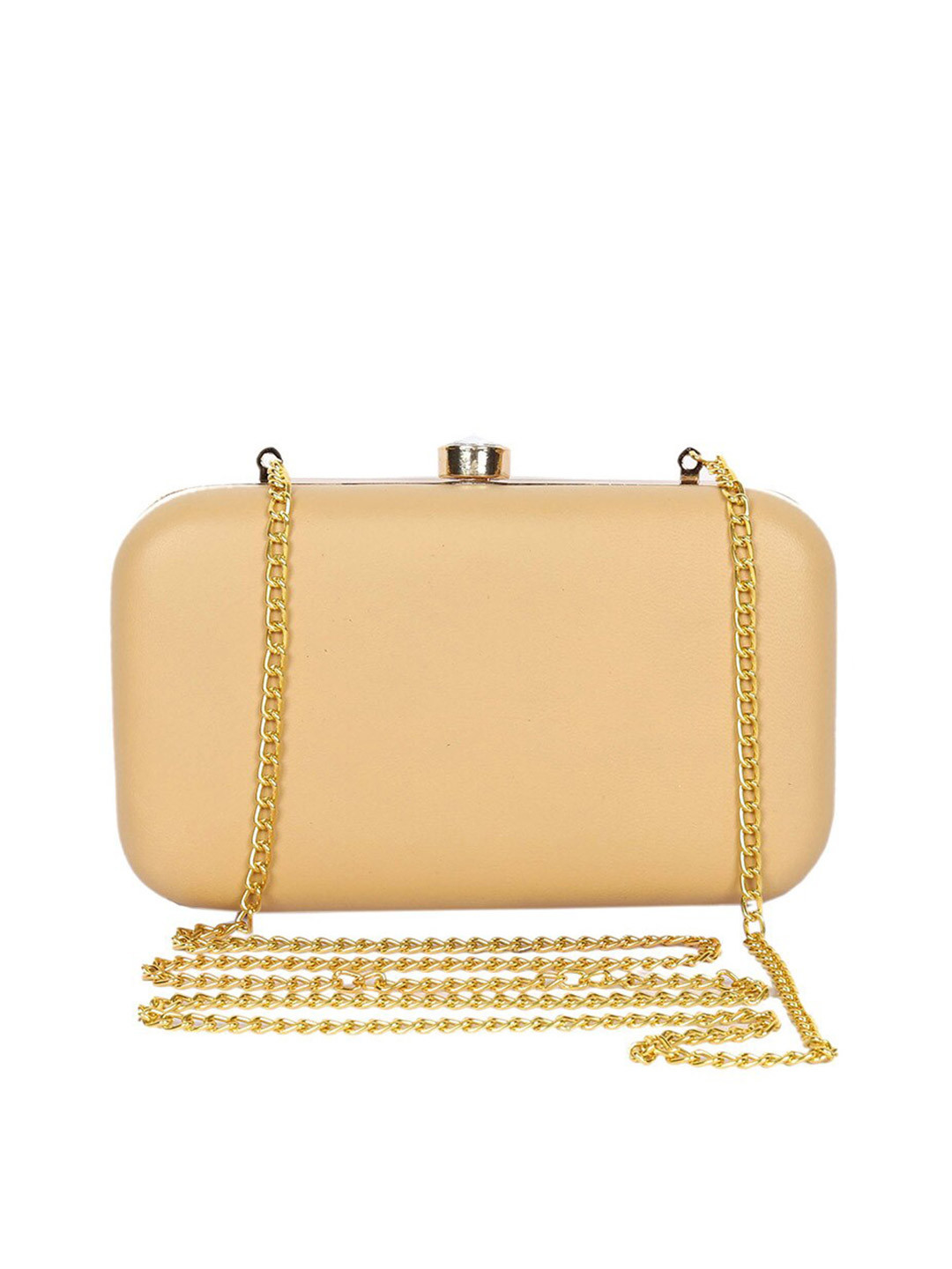 REZZY Beige Leather Box Clutch