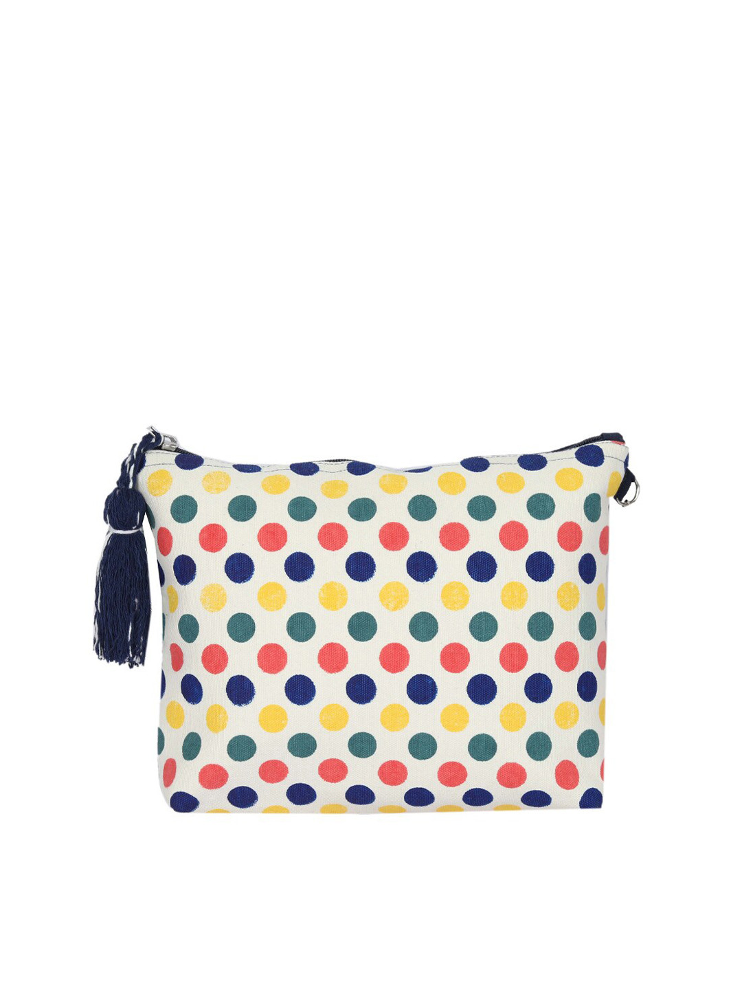 REZZY Women White & Multi Color Polka Printed Purse Clutch