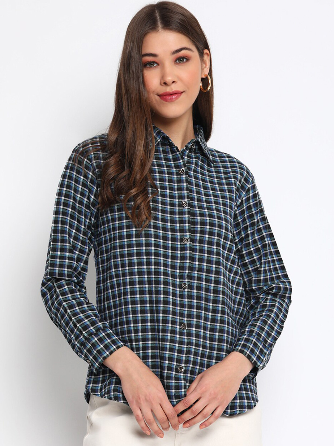 Mayra Women Multicoloured Regular Fit Tartan Checked Casual Shirt