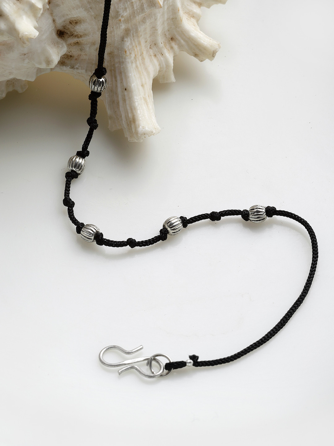 PANASH Oxidized Silver-Plated Handcrafted Thread Anklet