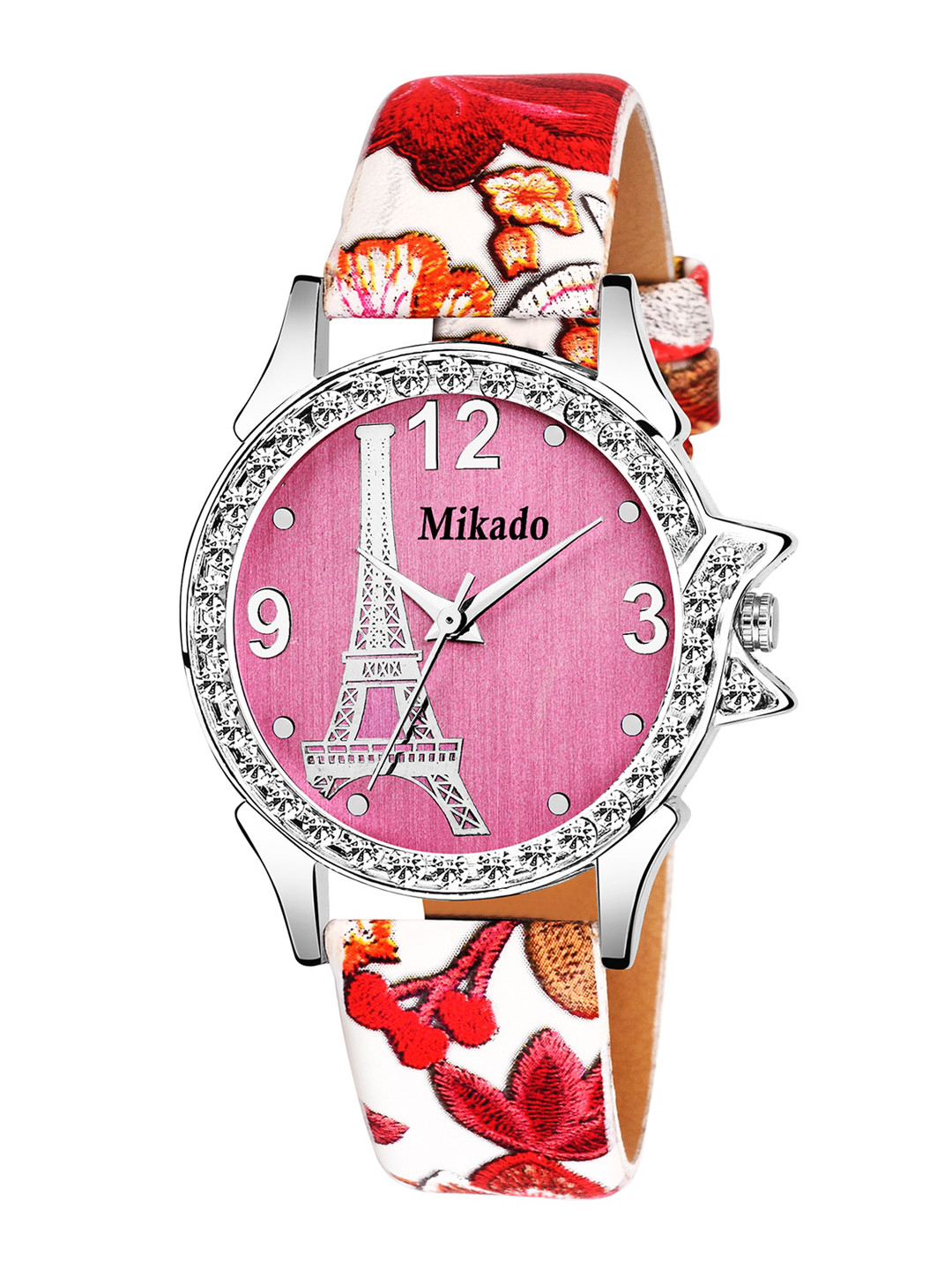 Mikado Women Pink Brass Leather Wrap Around Straps Analogue Watch FM 7782