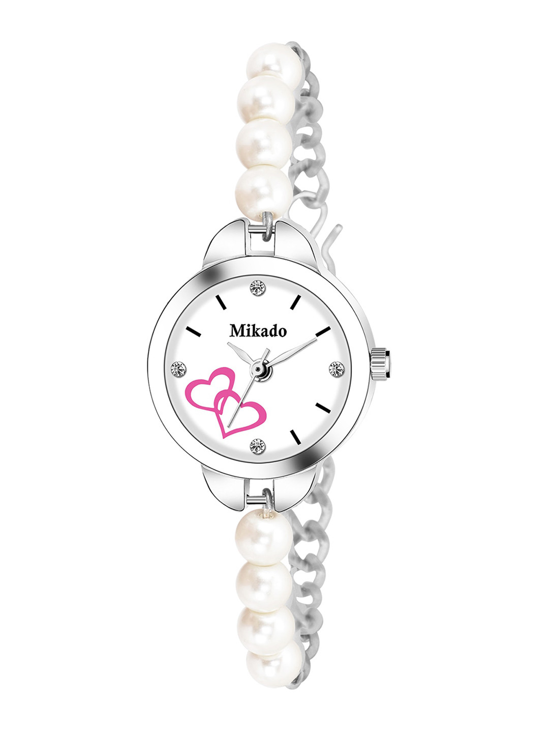 Mikado Women White Brass Printed Dial & Bracelet Style Straps Analogue Watch - JH 2289