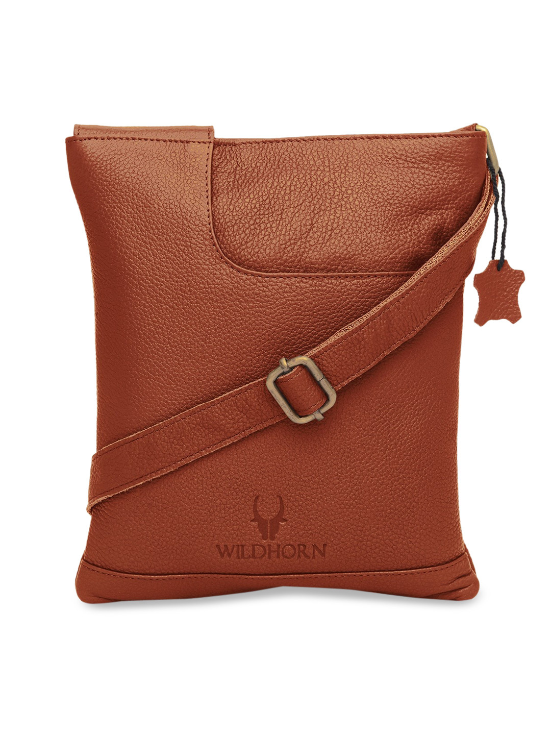 WildHorn Men Tan Brown Leather Messenger Bag