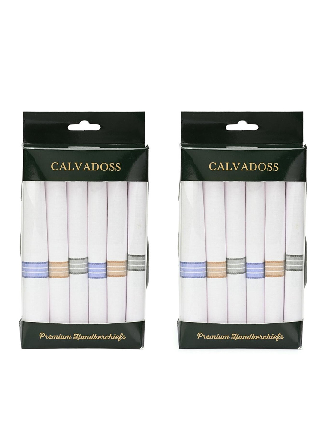 CALVADOSS Pack of 2 White Premium Handkerchiefs Set