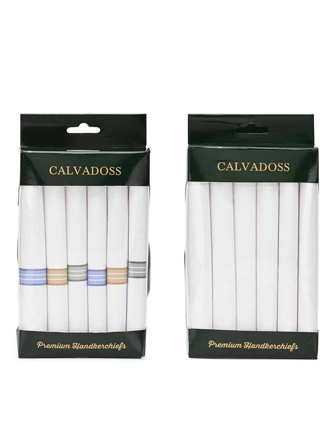 Calvadoss White Set of 12 Cotton Handkerchiefs