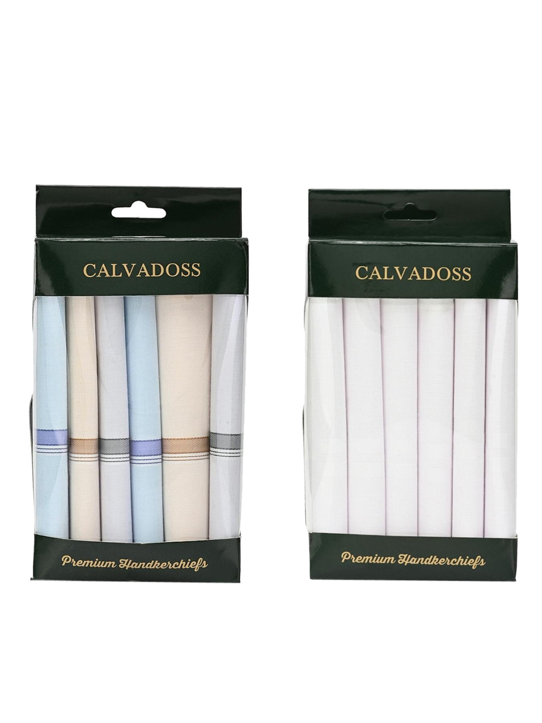 Calvadoss Pack of 2 Egyptian Cotton Hankerchief Set - 6 Pieces Each