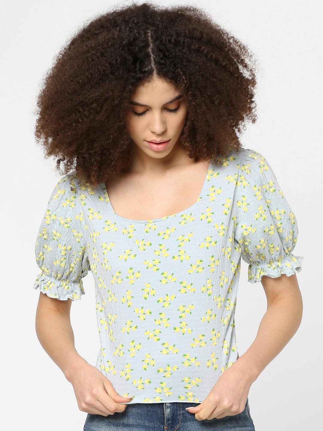 ONLY Blue Floral Print Top