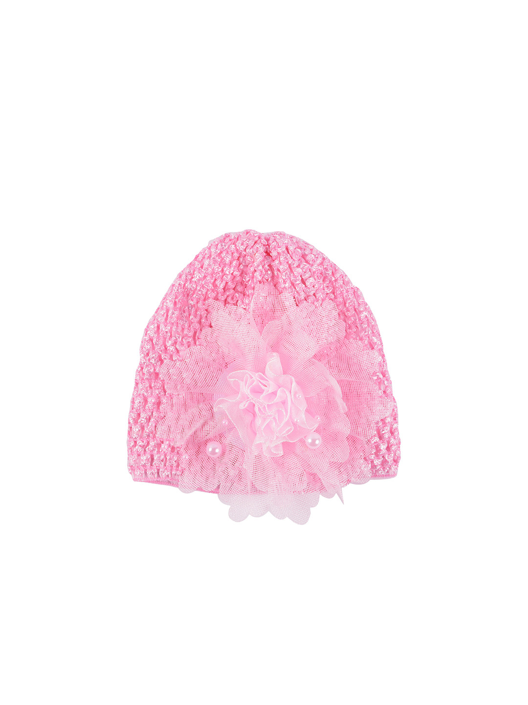 Yellow Bee Girls Pink Flower Crochet Hairband