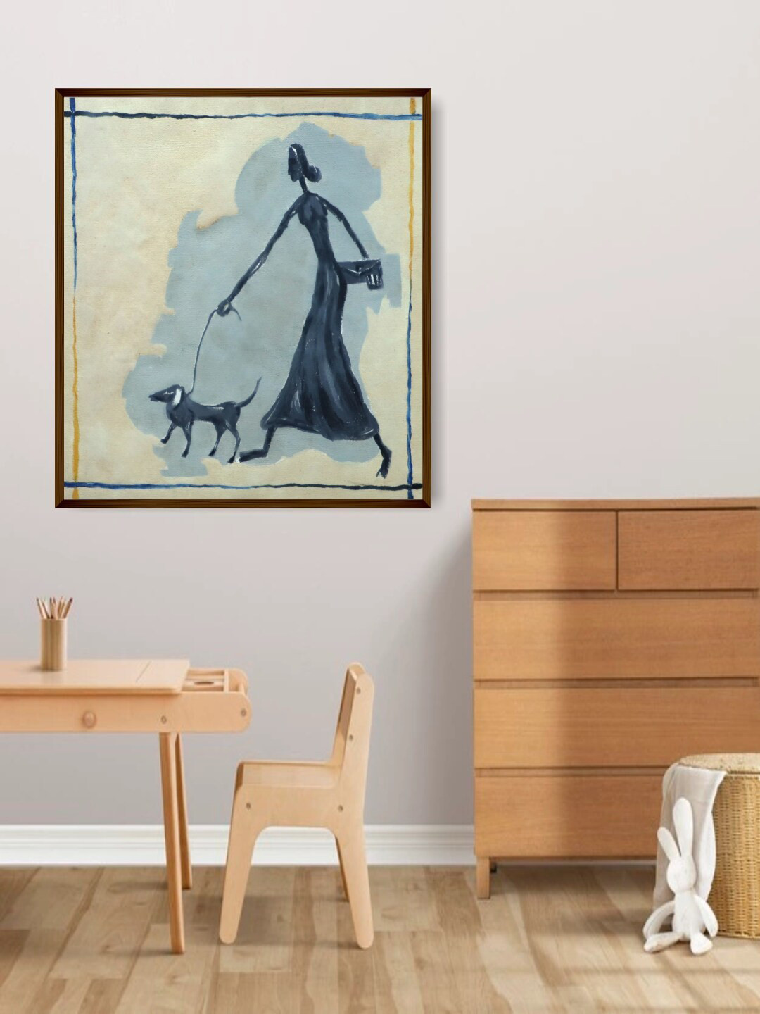 The Art House Blue & Beige Abstract Painting Wall Art