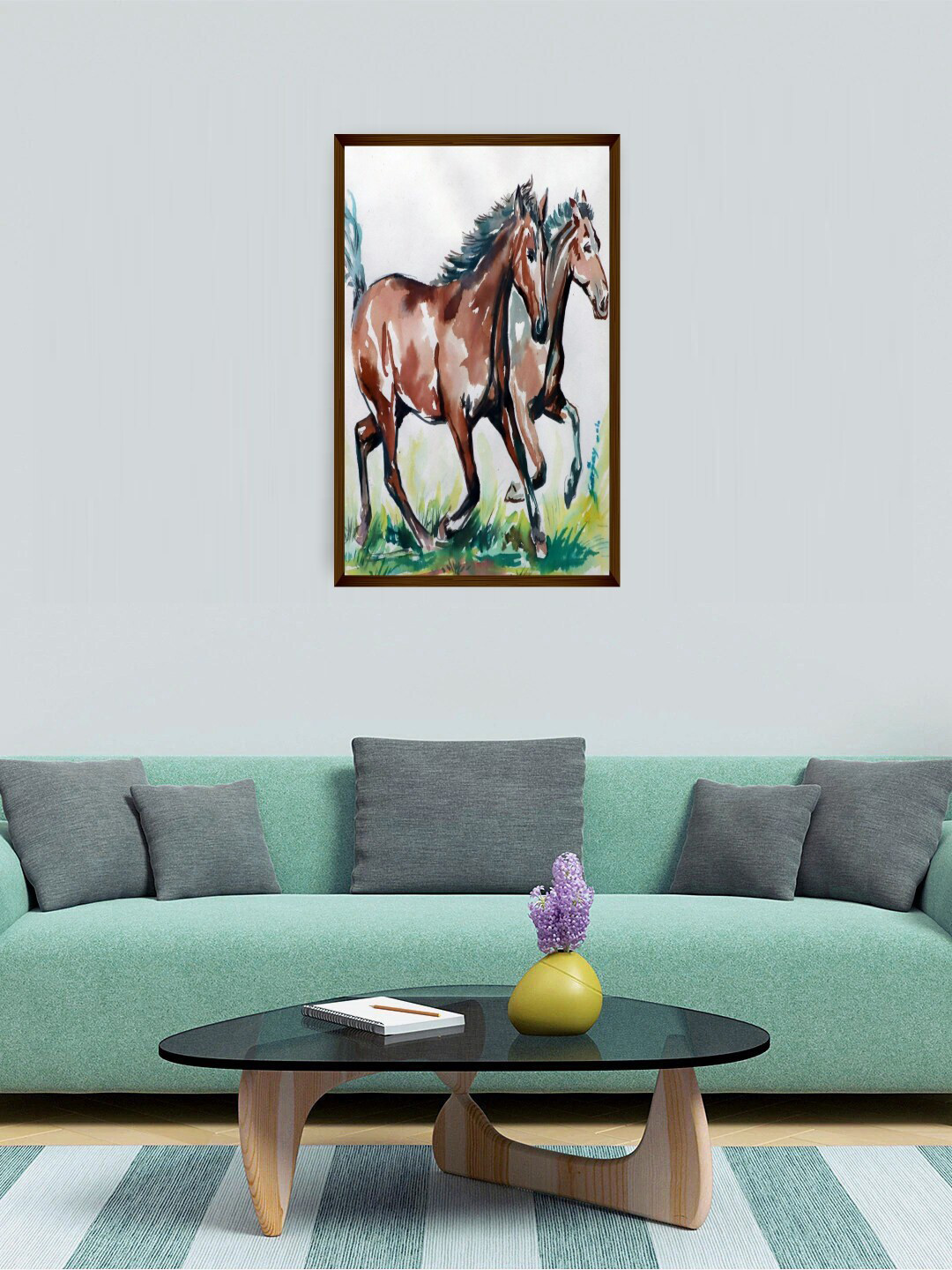 The Art House Brown & Blue Abstract Printed Wall Art