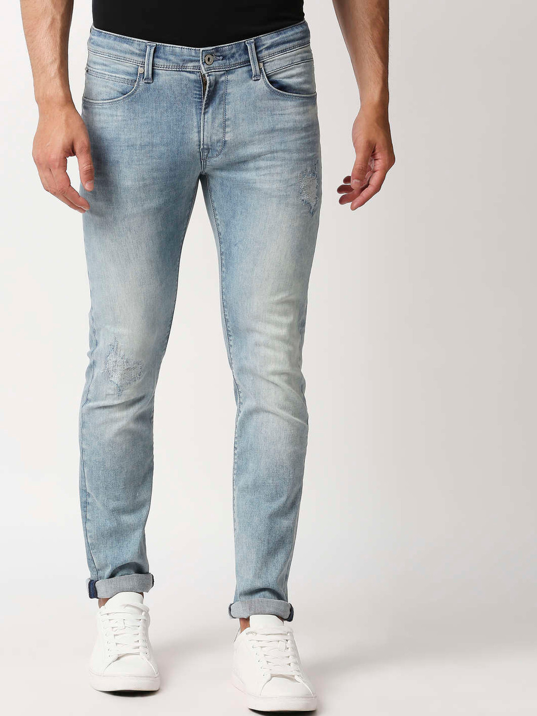 Pepe Jeans Men Slim Fit Low Distress Heavy Fade Jeans