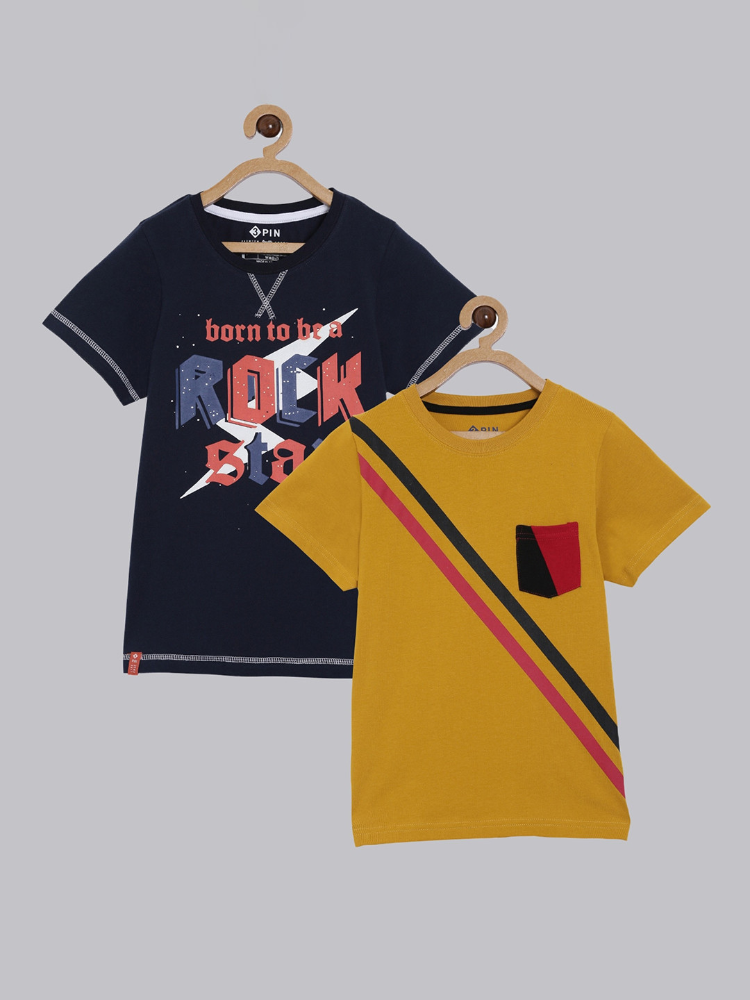 3PIN Boys Yellow Sports 2 Printed V-Neck T-shirt