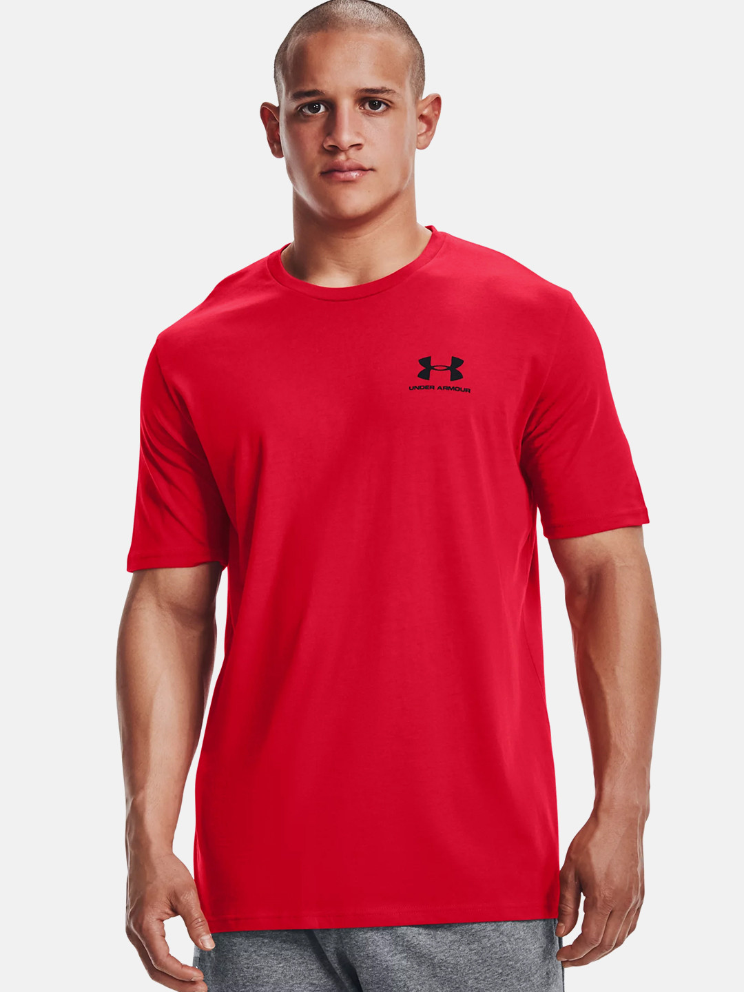 UNDER ARMOUR Men Red UA Sports Style LC SS Brand Logo Printed Regular Fit T-shirt