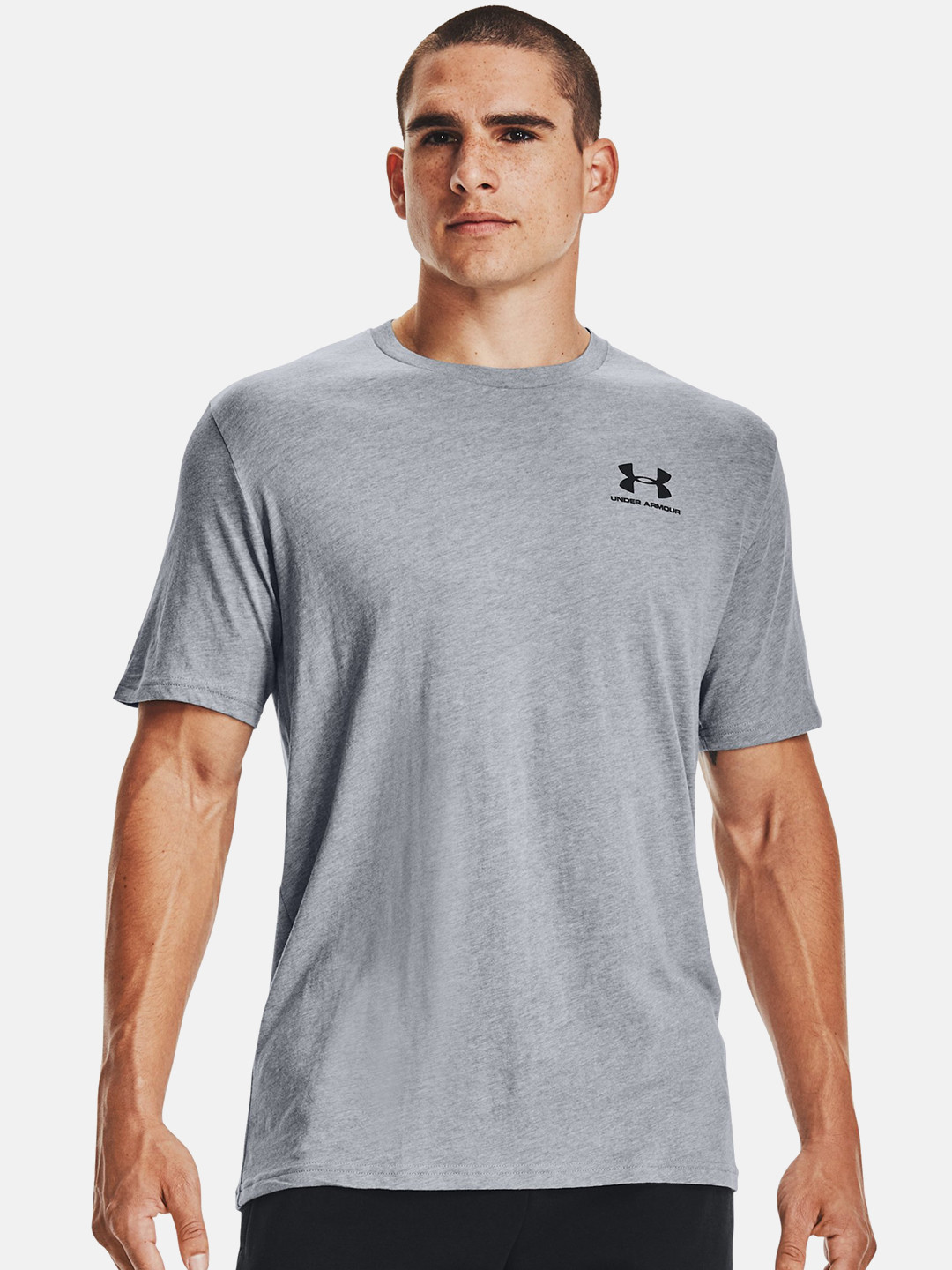 UNDER ARMOUR Men Grey Brand Logo Printed Loose Training or Gym Relaxed Fit T-shirt