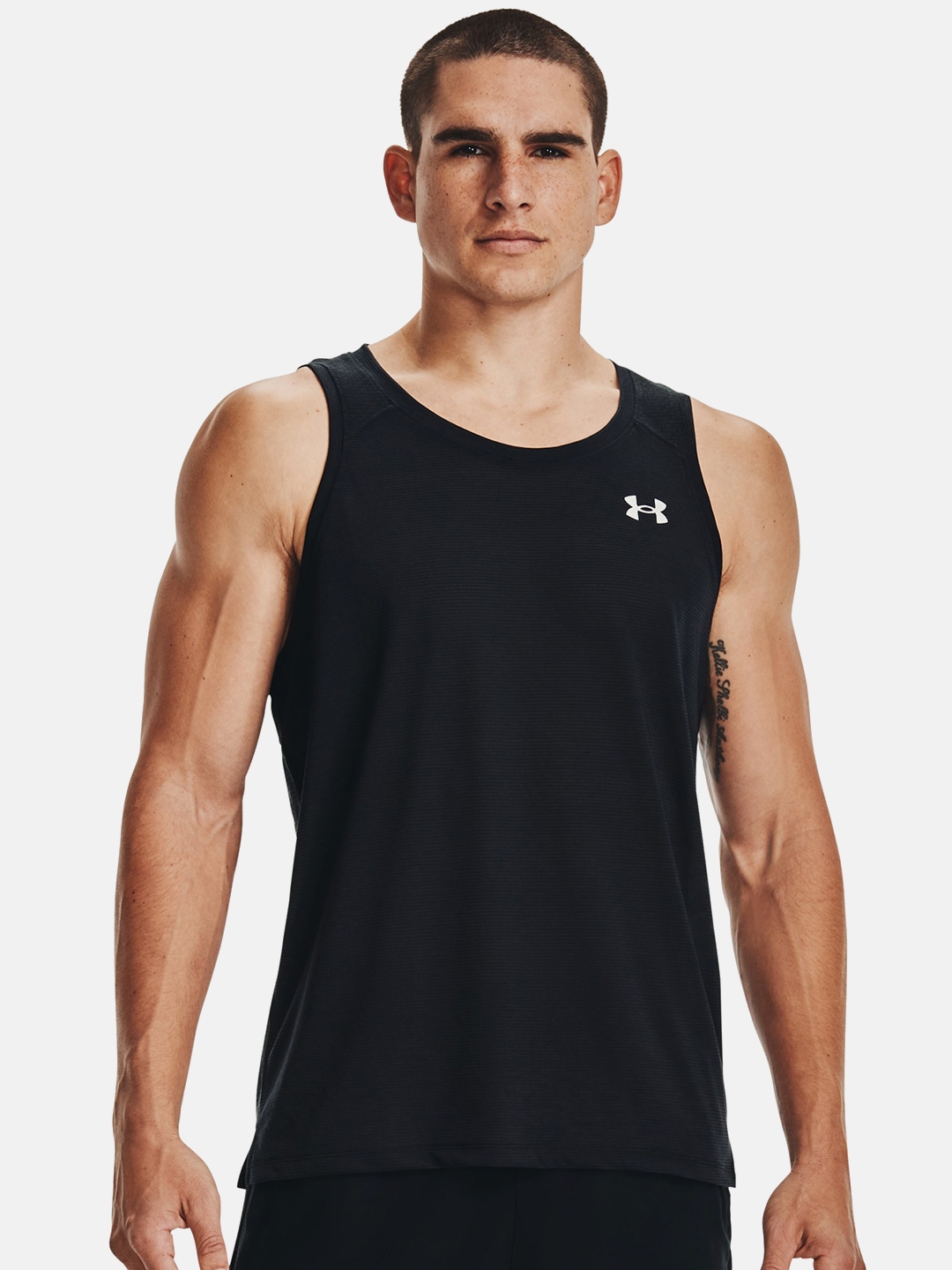 Buy UNDER ARMOUR Men Black Streaker Singlet Brand Logo Printed