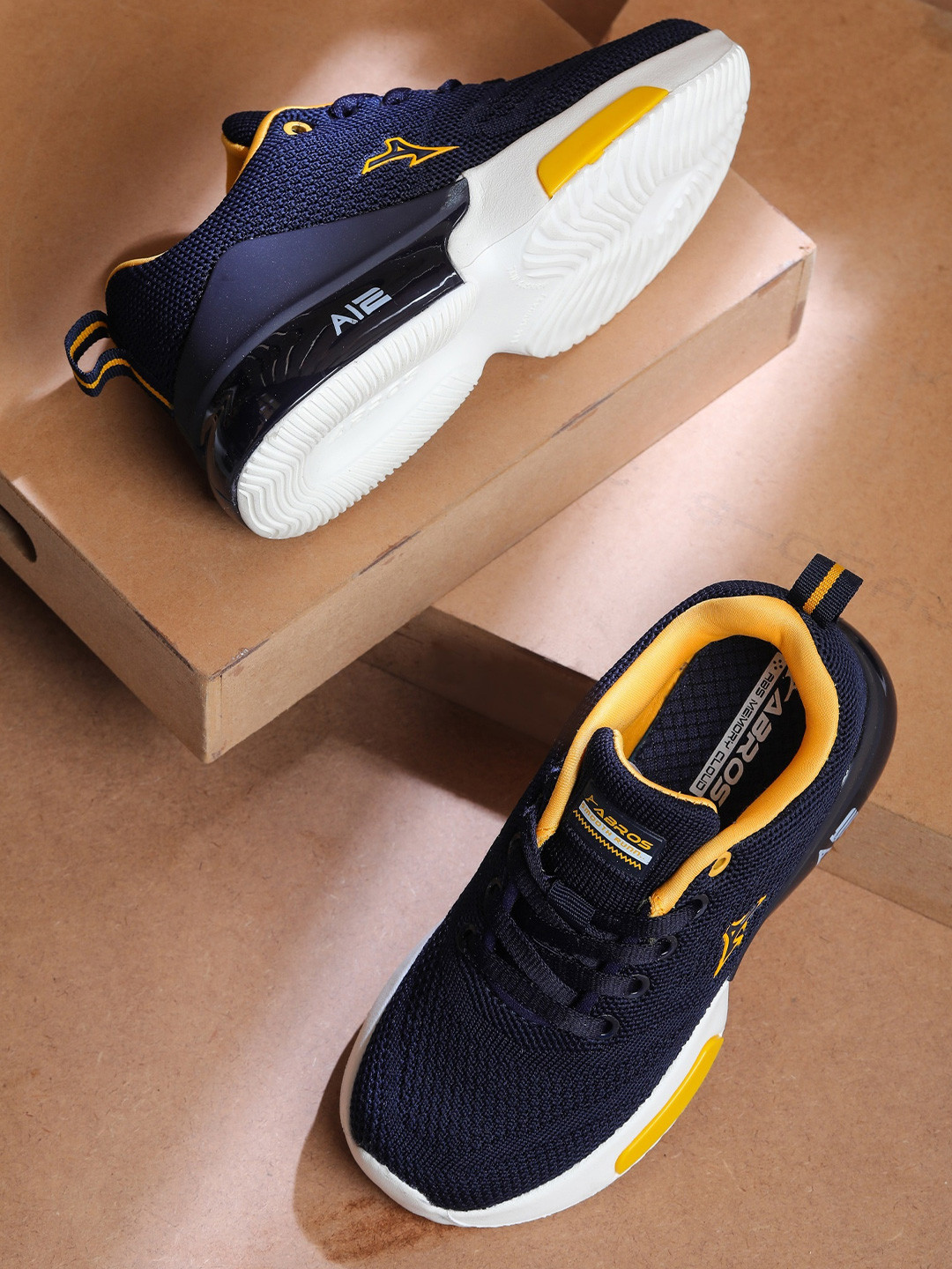 ABROS Boys Navy Blue & Mustard AI 2 N Running Shoes