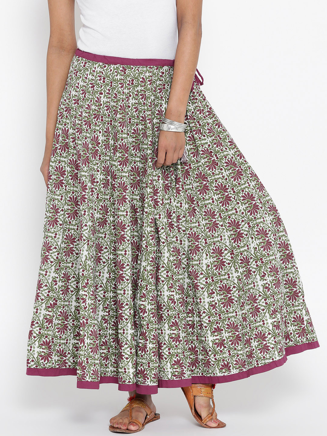floral print maxi flared skirt
