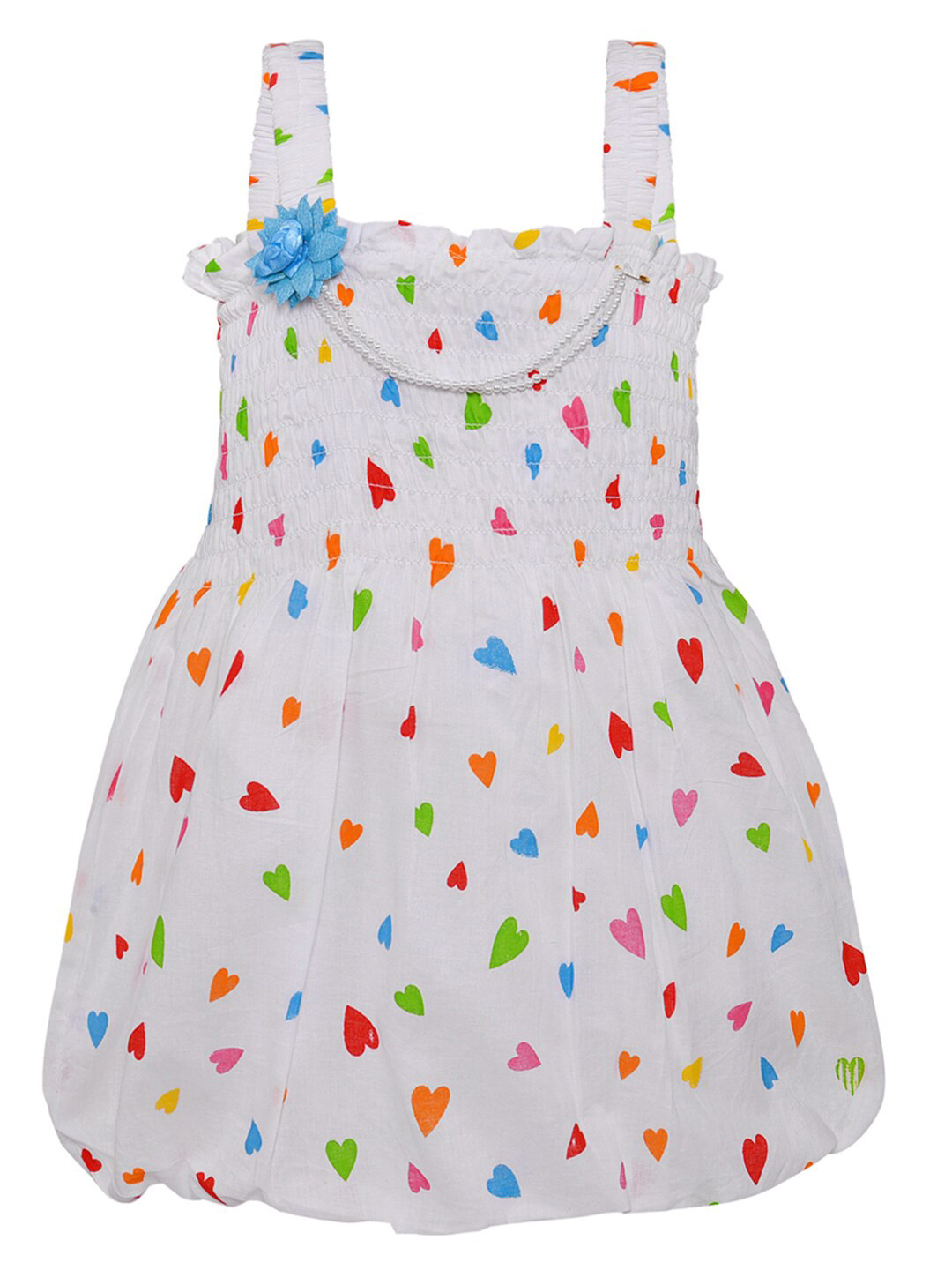Wish Karo Girls Blue & White Cotton Dress