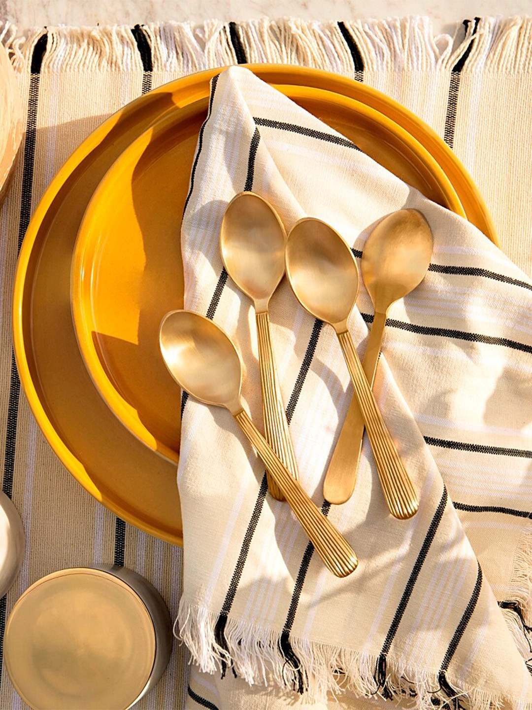 ellementry Set of 4 Gold-Toned Brass Tea Spoon