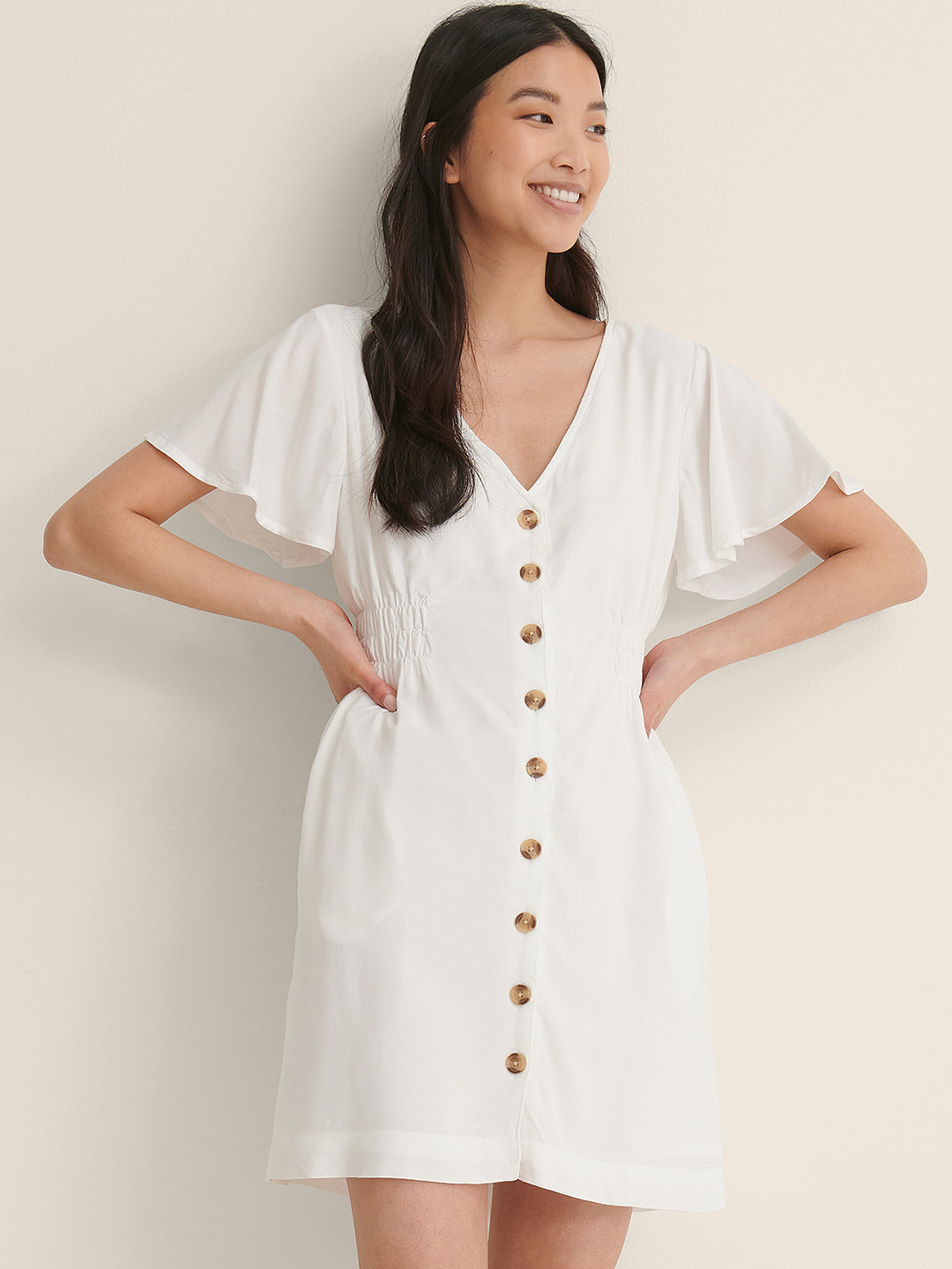NA-KD Women White A-Line Dress
