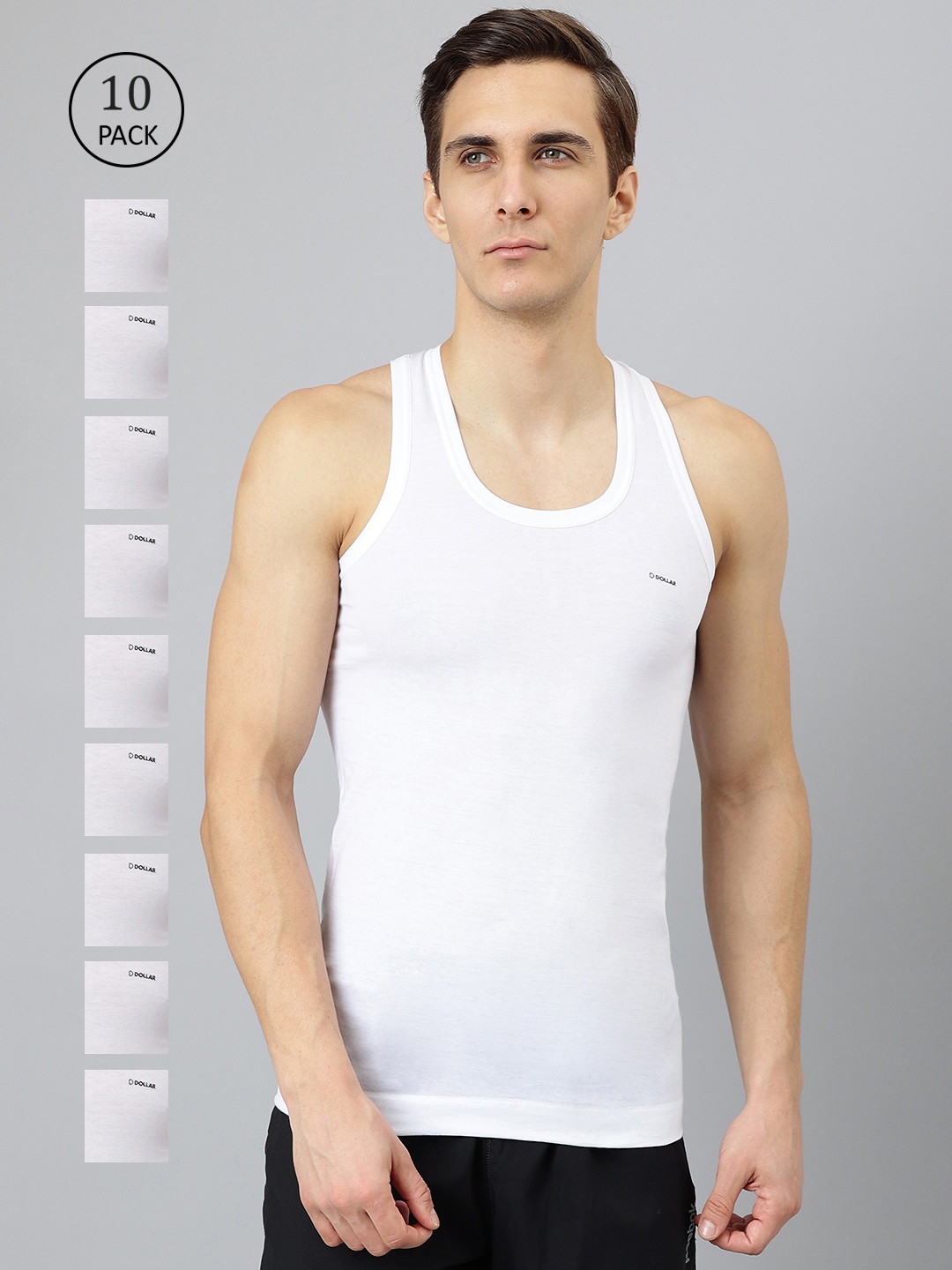 Buy DOLLAR BIGBOSS Men's Assorted Pack of 3 Cotton Gym Vest