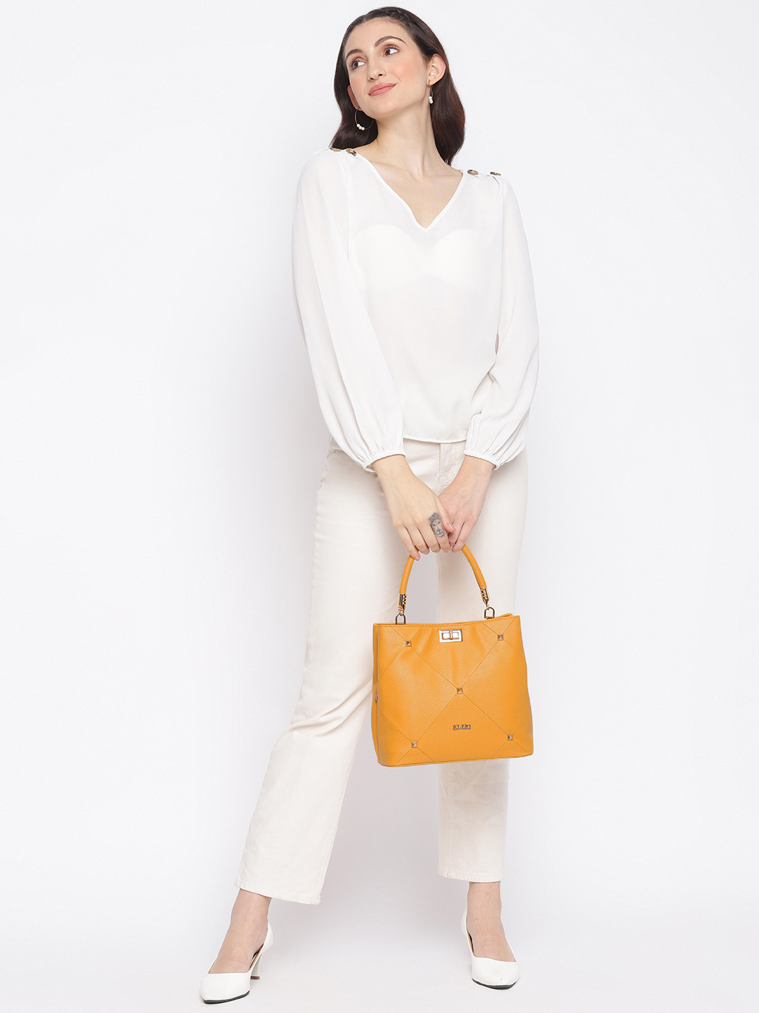 KLEIO Studded Top Handle Handbag