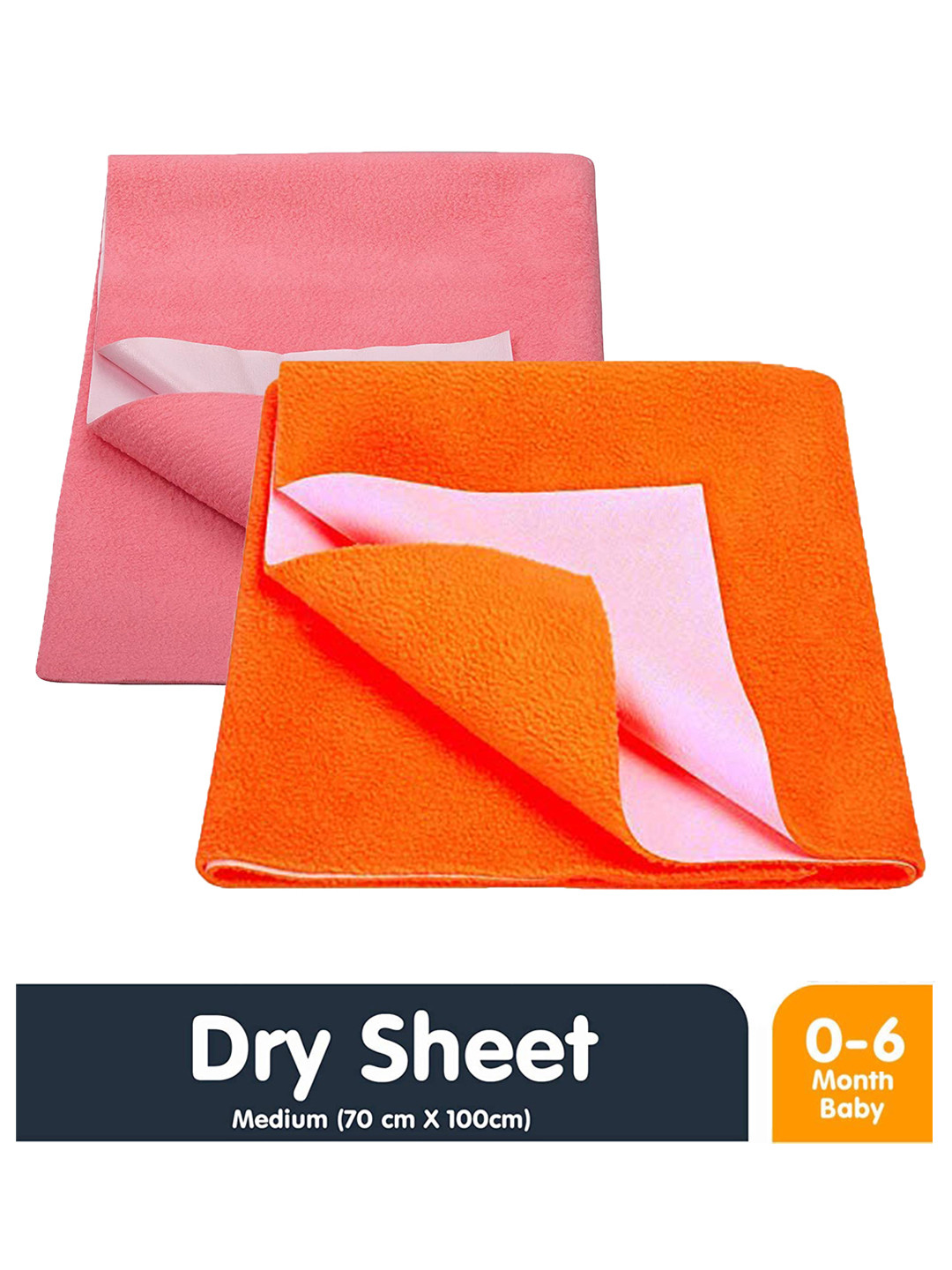 Moms Home Kids Pack Of 2 Pink & Orange Solid Waterproof Protector Dry Sheet