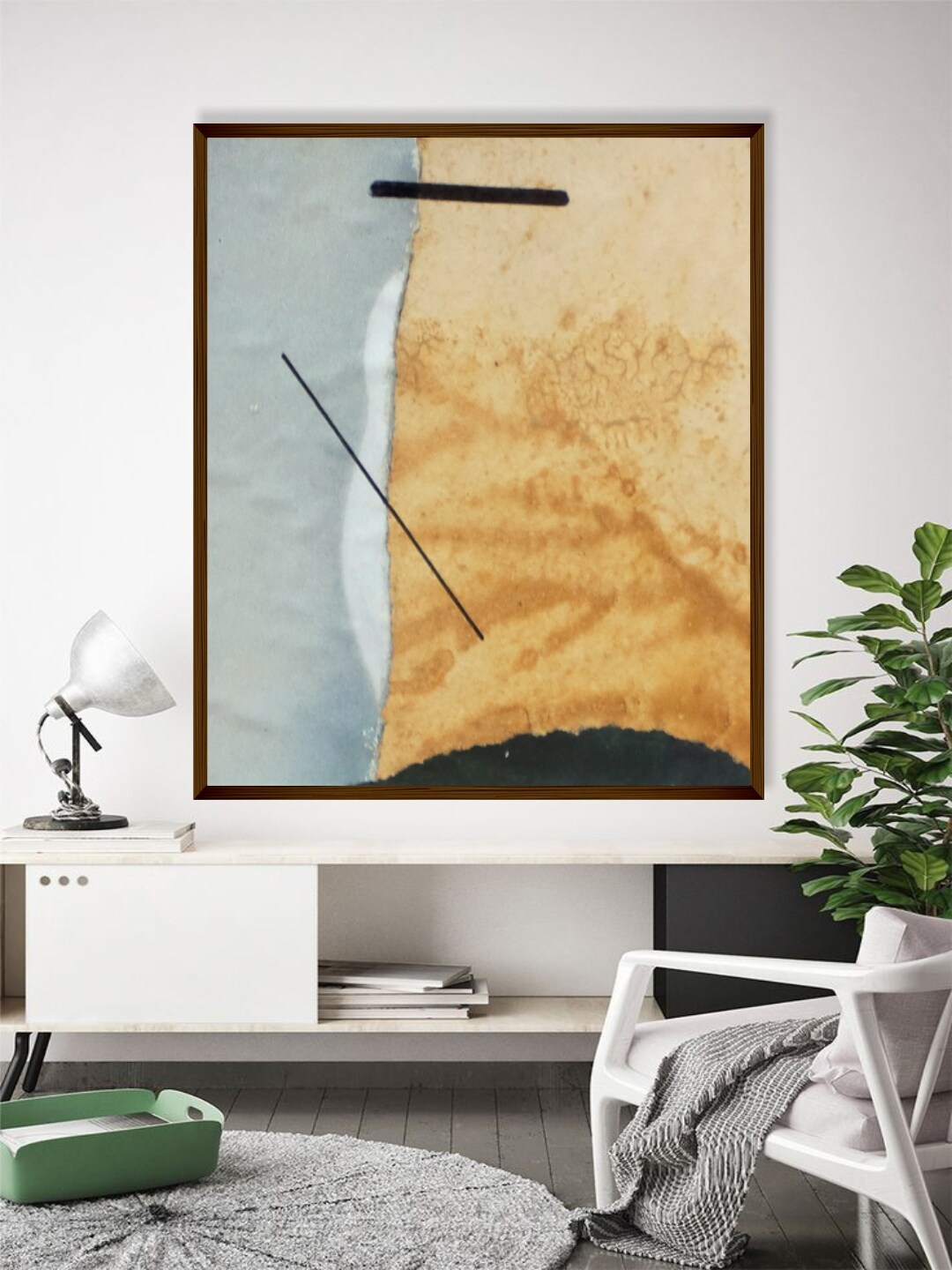 The Art House Brown & White Abstract Painting Wall Art