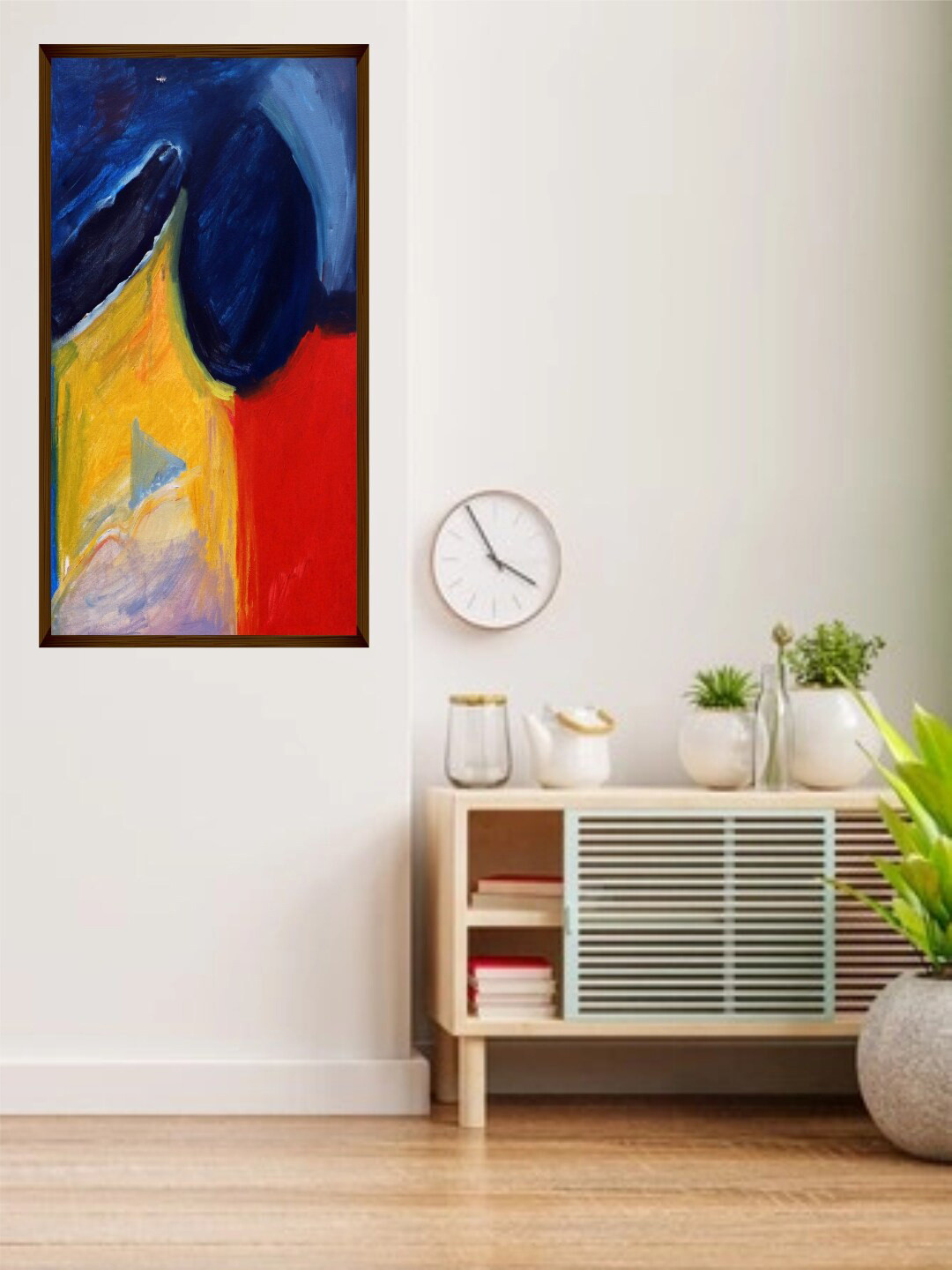The Art House Navy Blue & Yellow Abstract Painting Wall Art