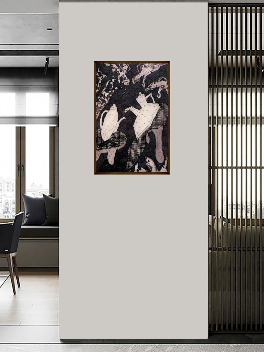 The Art House Black Wall Living Room Rectangle Potrait Paintings Wall Art -18 x 16In