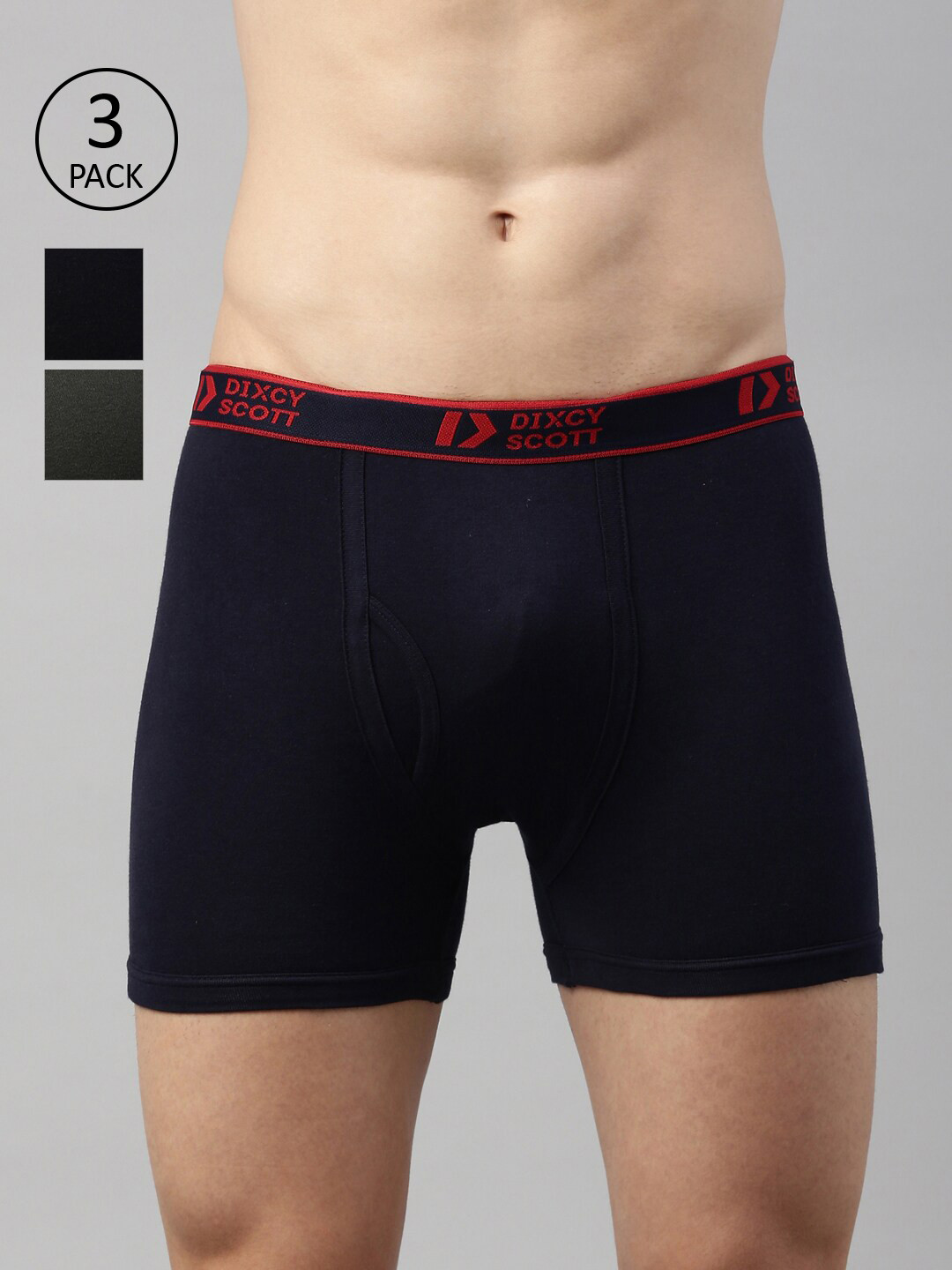 DIXCY SCOTT Men Pack Of 3 Solid Trunks DSO-TITAN TRUNK-P3