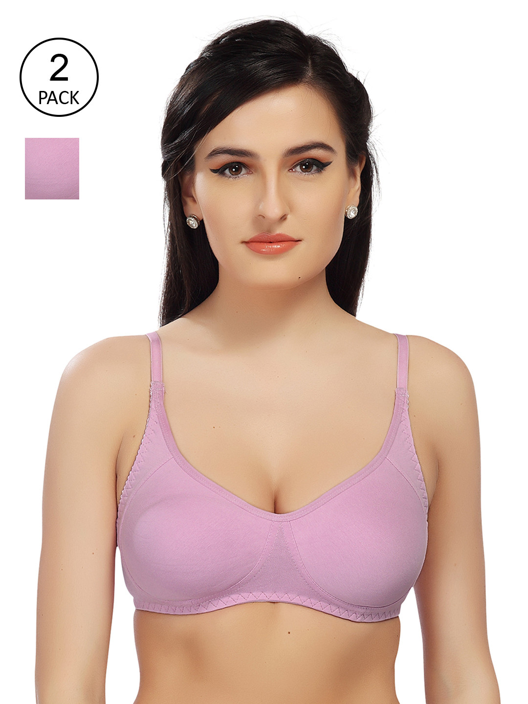 Lady Love Lavender Solid Cotton Seamless T-Shirt Bra
