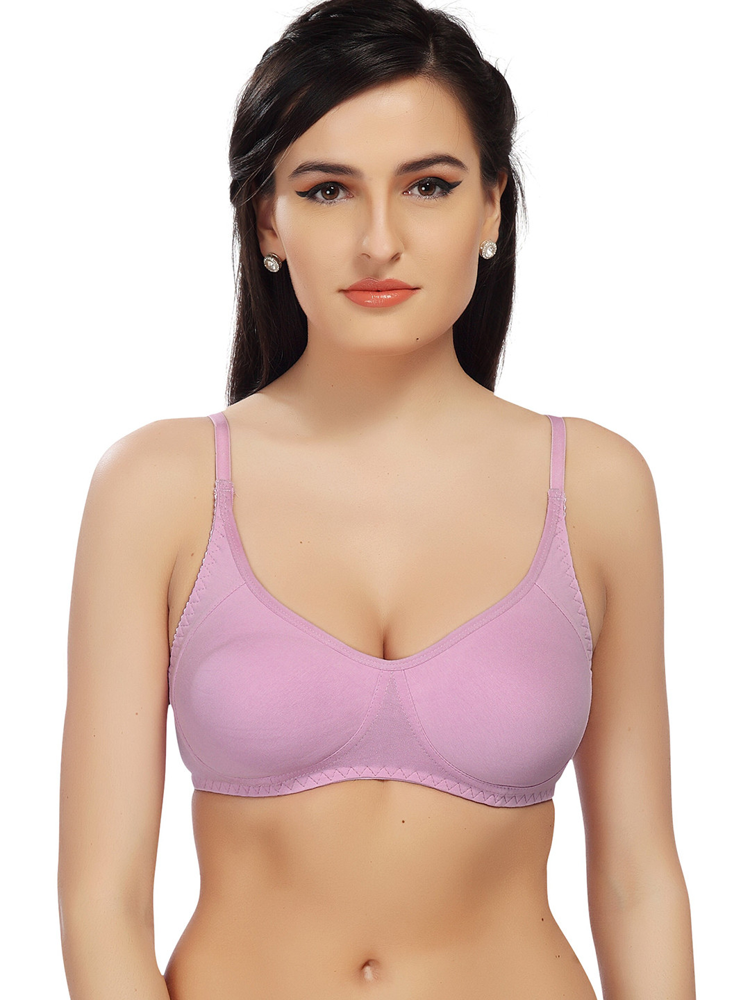 Lady Love Lavender Solid Cotton Seamless T-Shirt Bra