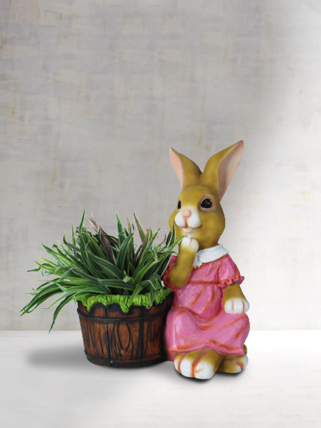 Wonderland Pink & Green Polyresin Planter