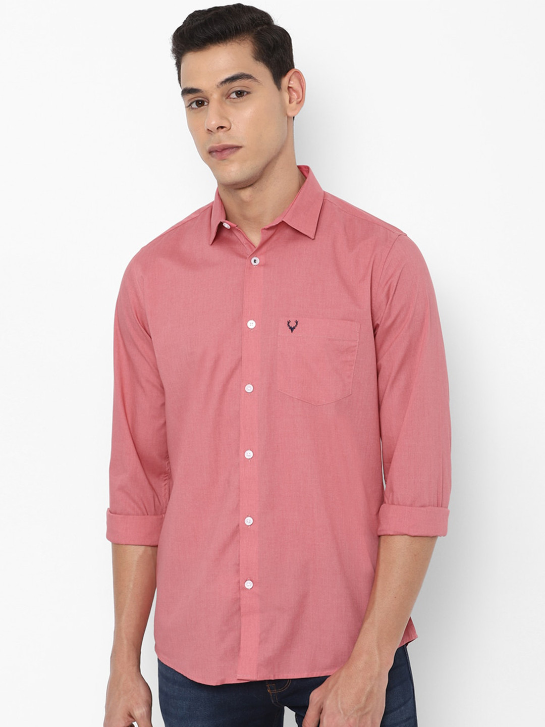 Allen Solly Men Pink Slim Fit Cotton Casual Shirt