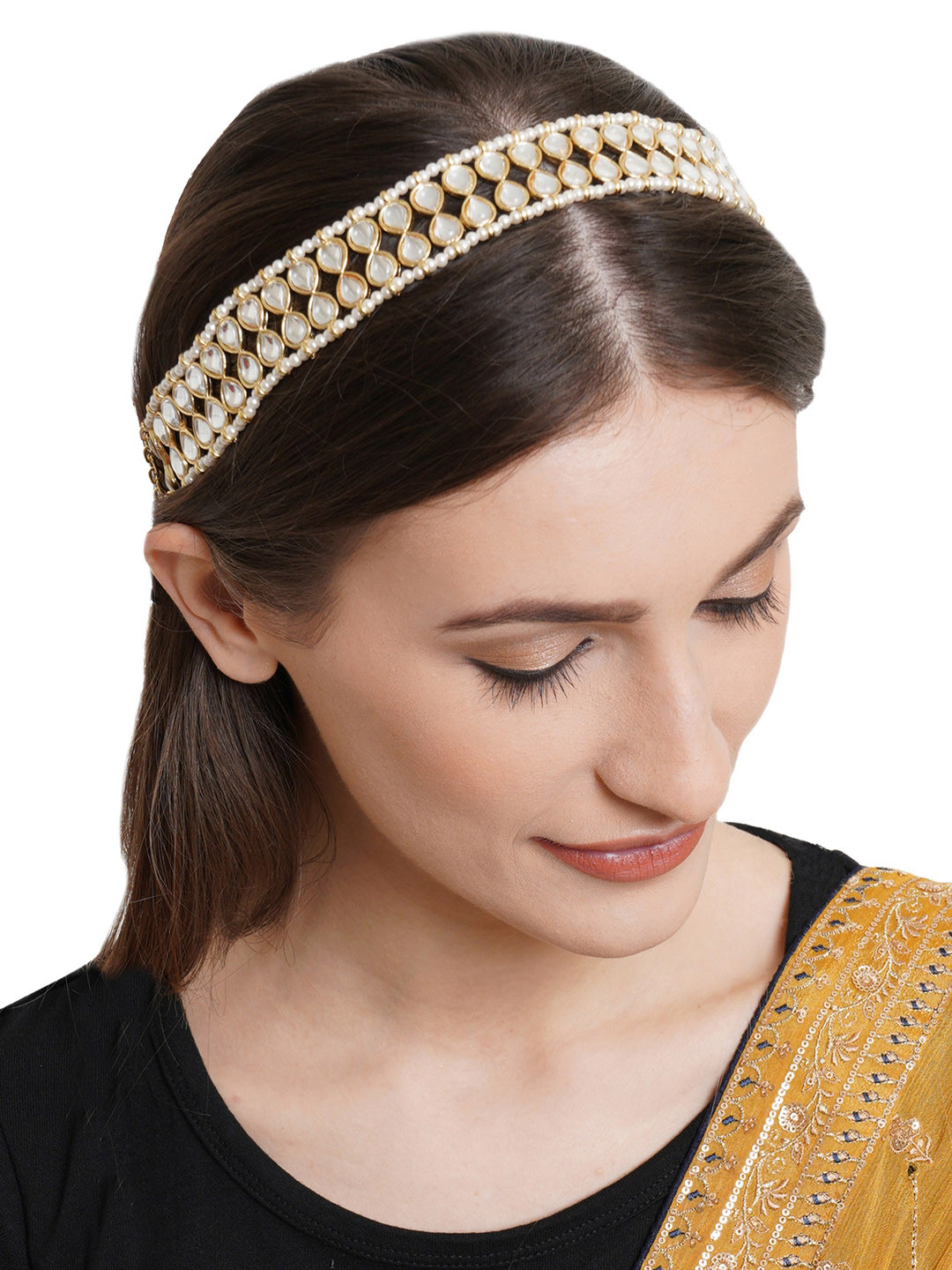KARATCART Women Gold Plated Kundan Matha Patti