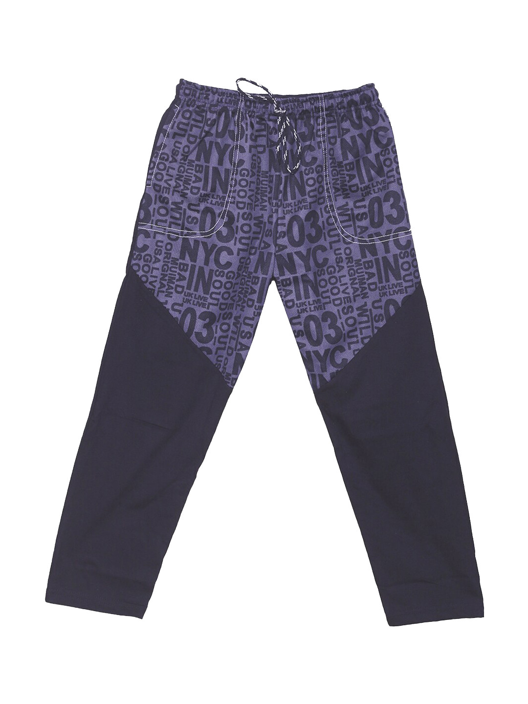 SWEET ANGEL Boys Black Printed Regular Fit Cotton Track Pants
