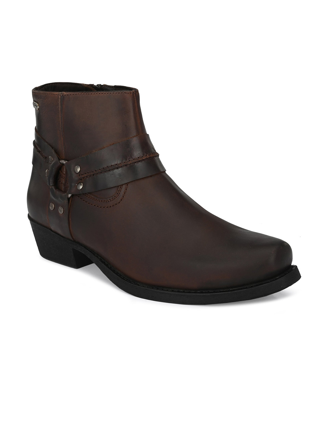 Delize Men Brown Leather Flat Boots