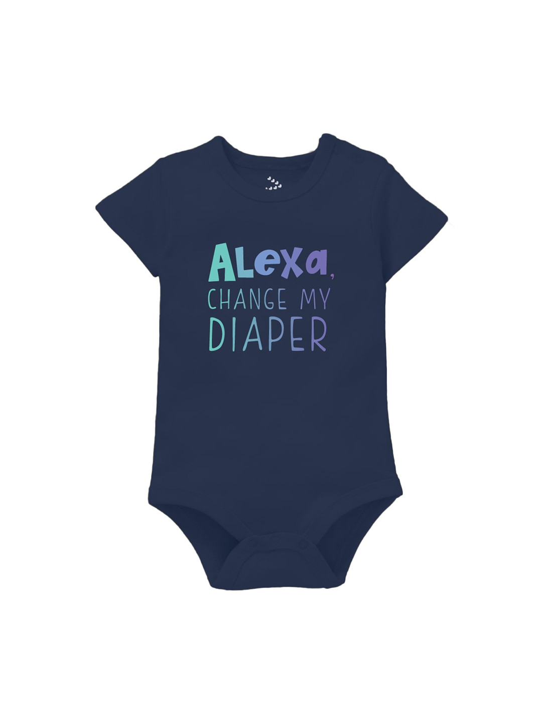 Zeezeezoo Kids Navy Blue Alexa Change Diaper Printed Cotton Bodysuit