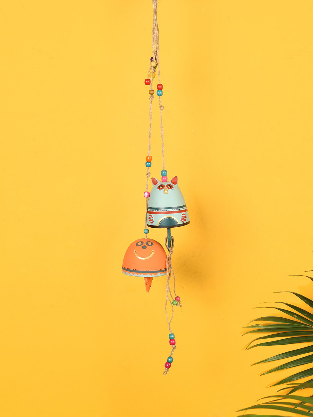 AAKRITI ART CREATIONS Green & Orange Terracotta Cow Bells Windchimes