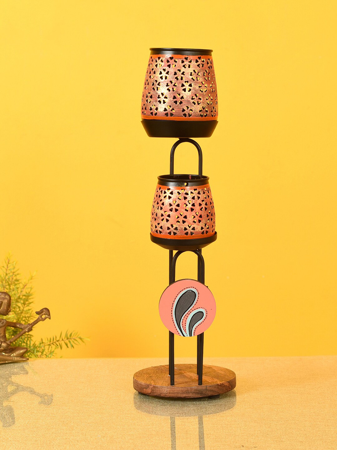 AAKRITI ART CREATIONS Brown & Rose Gold Toned Moroccan T-Lights Holder