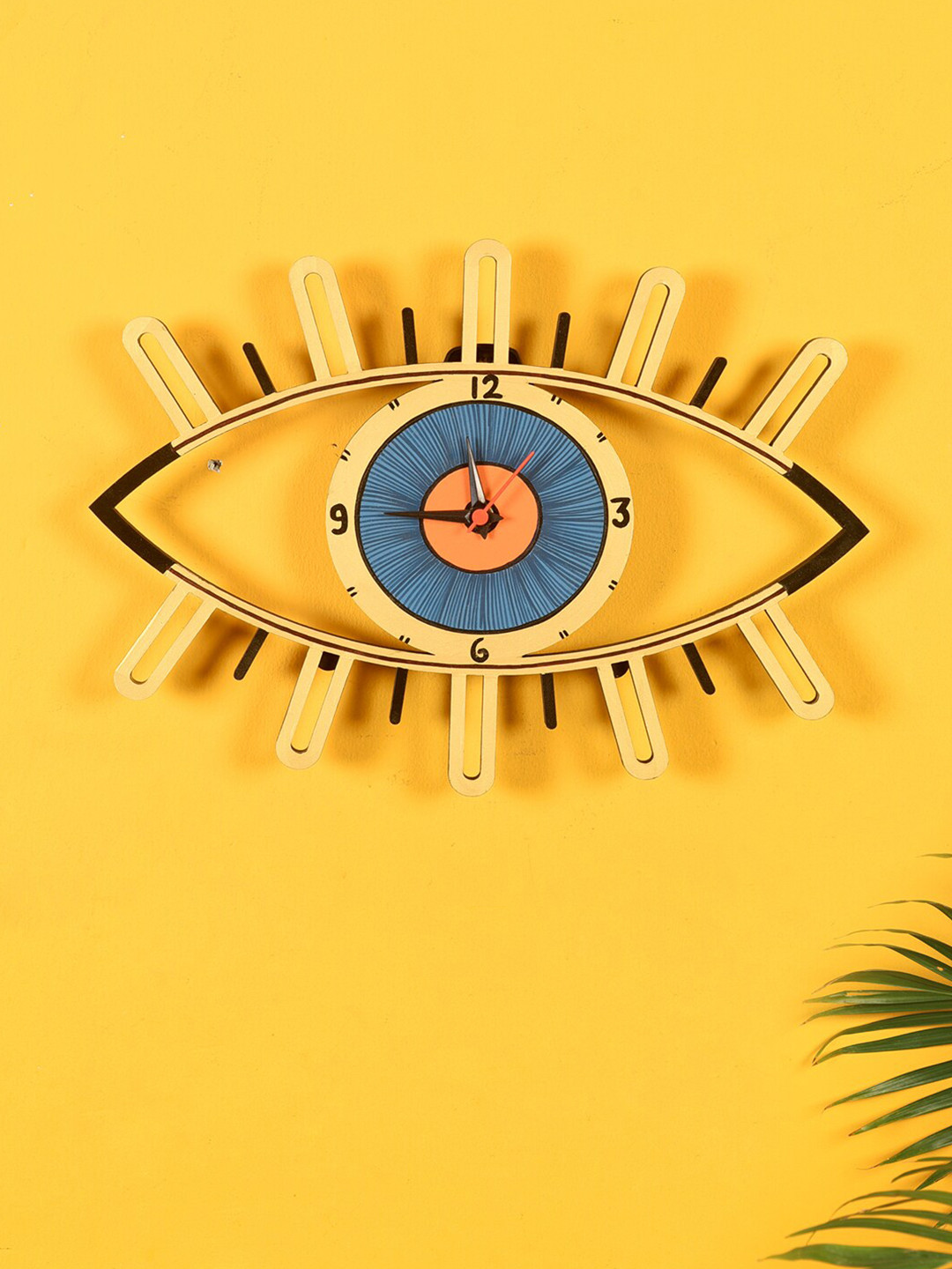 AAKRITI ART CREATIONS Multicoloured & Blue Serene Eyes Quirky Contemporary Wall Clock