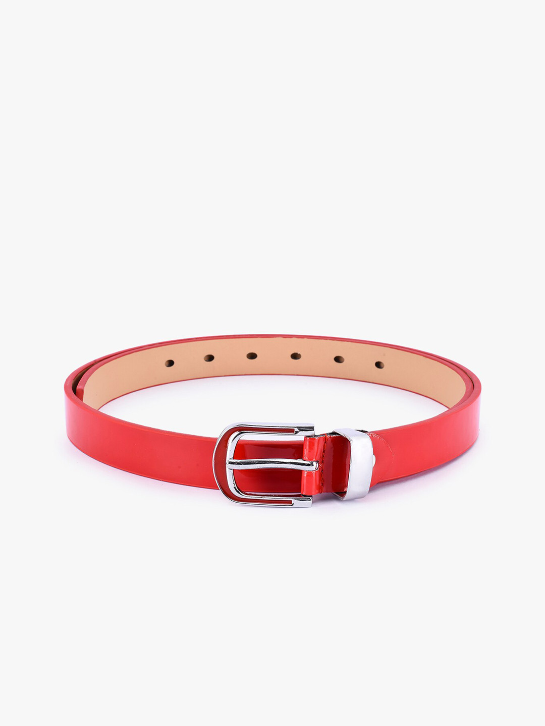 BuckleUp Women Red & Silver Solid Belt