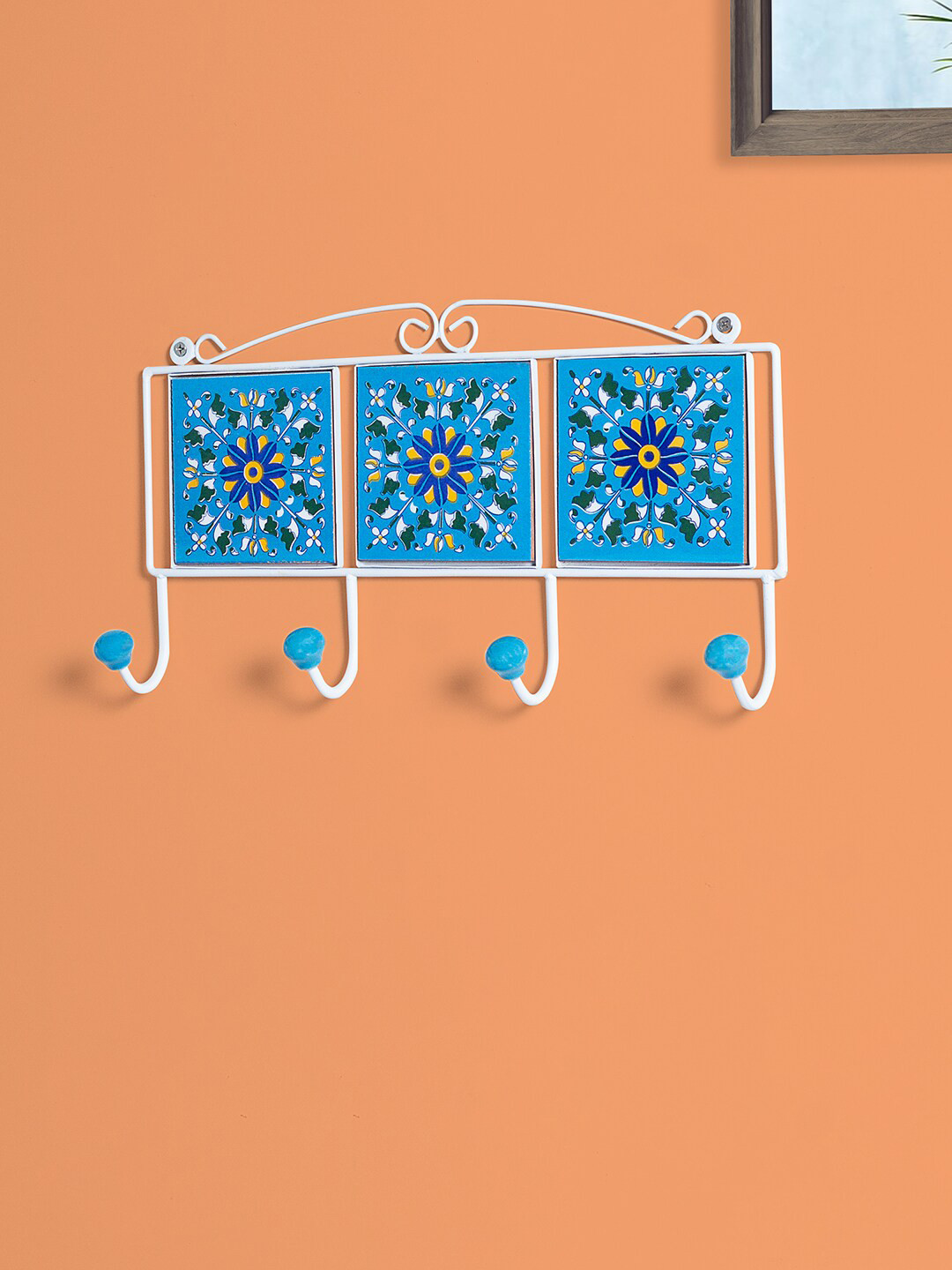 Golden Peacock Blue Ceramic Key Holders