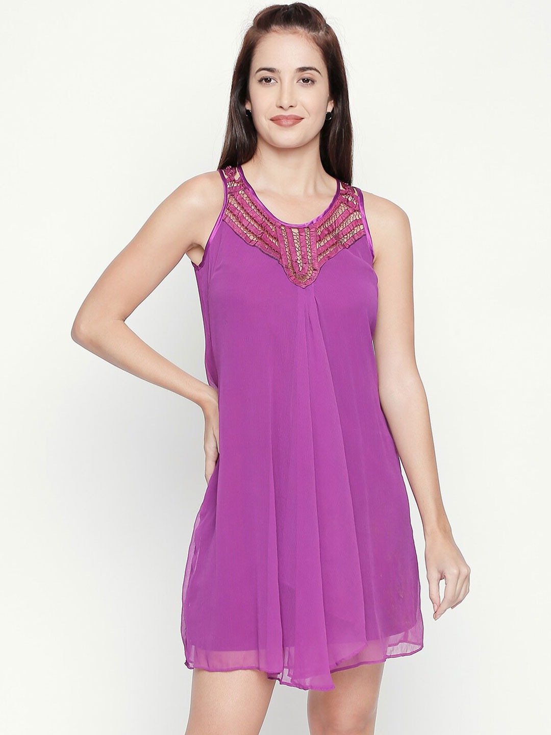 aaliya Violet Georgette A-Line Dress