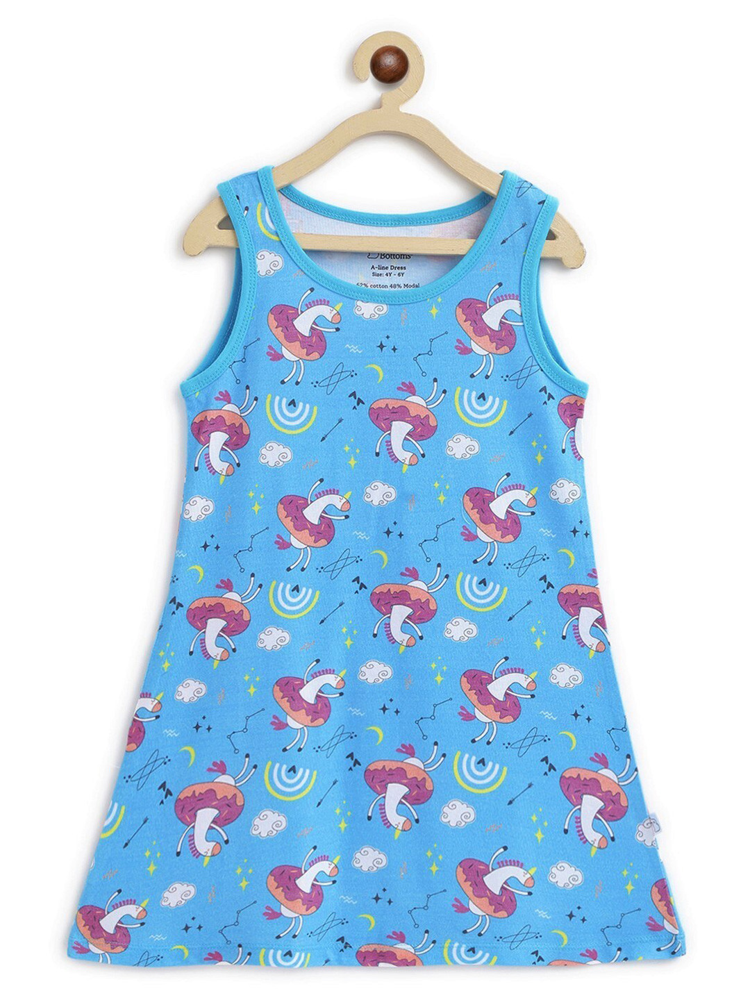 SuperBottoms Blue & Pink Printed A-Line Dress