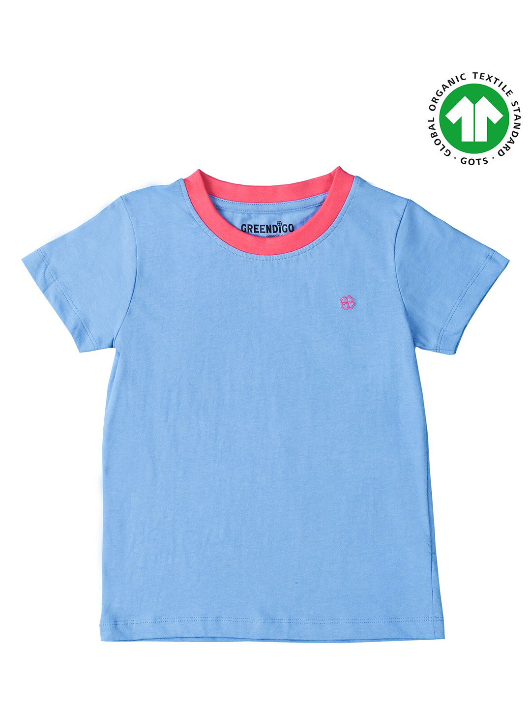 GREENDIGO Girls Blue Organic Cotton Applique T-shirt